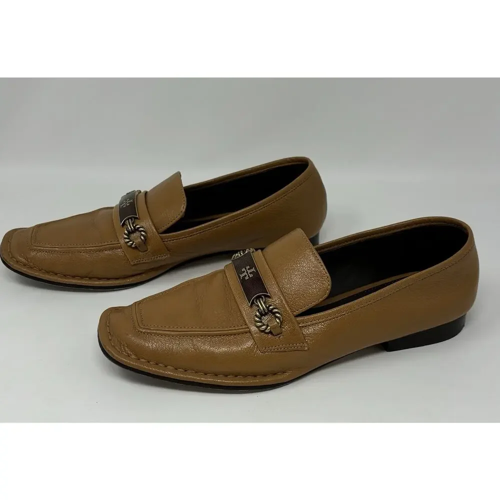 Tory Burch Perrine Loafers Size 7 Brown Horsebit Caramel Preppy Fits Like 8 Read
